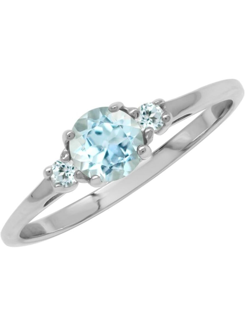 Petite Round Gemstone Birthstone Ring in White or Yellow Gold Plated 925 Silver